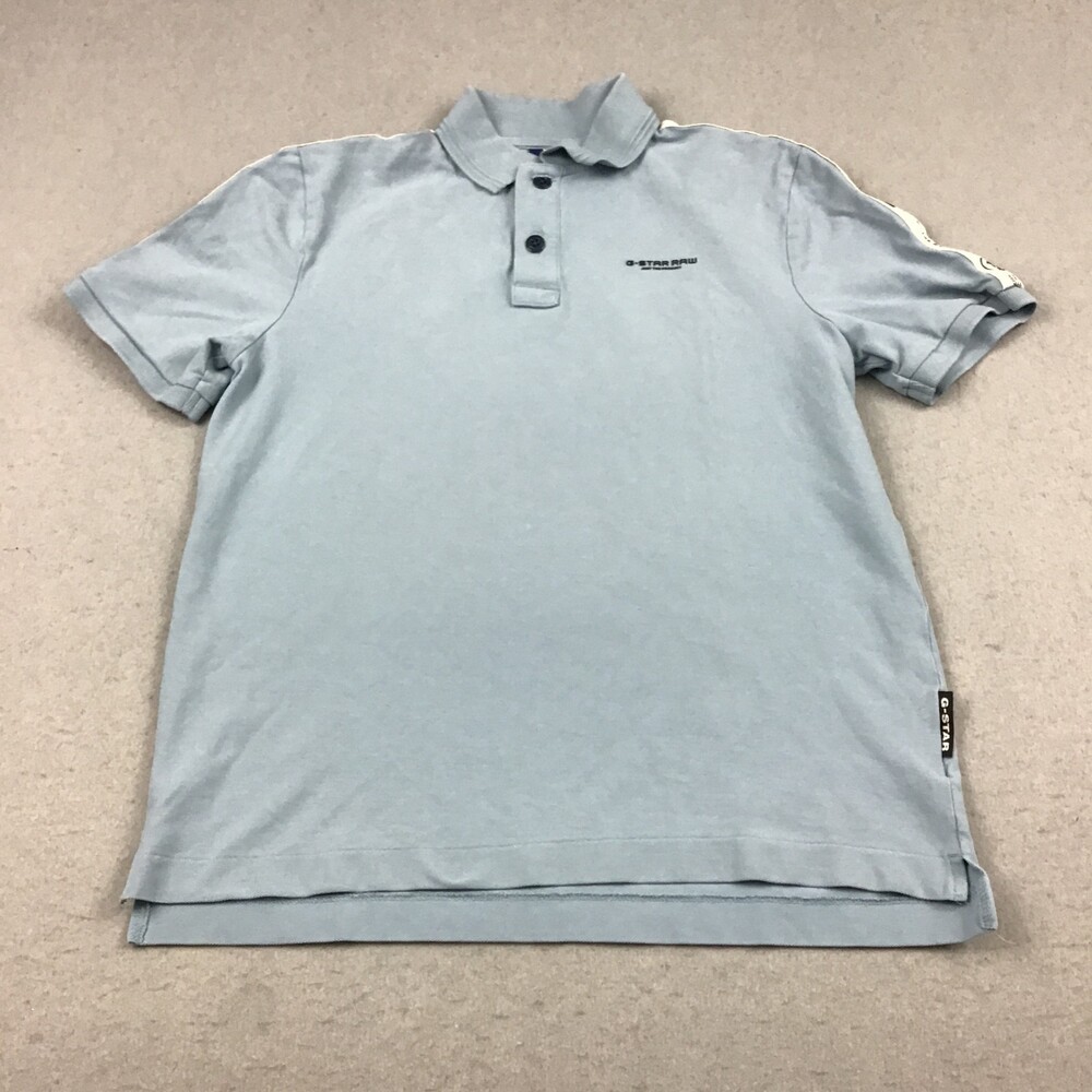 G-Star Raw Polo Shirt Men Small Blue Solid Embroidered Logo Streetwear S